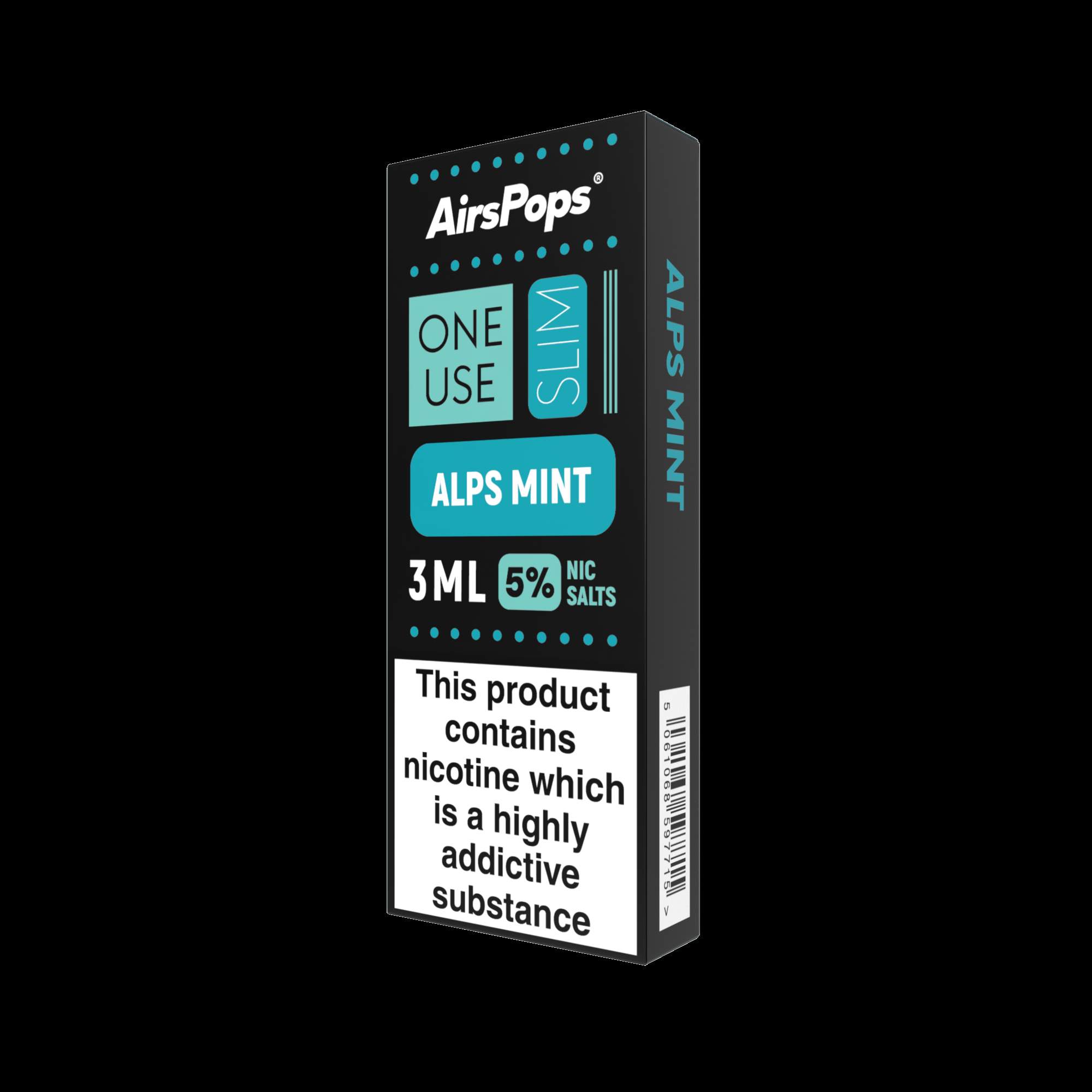 AirsPops One Use Slim 3ml 5% N/SALT ALPS MINT