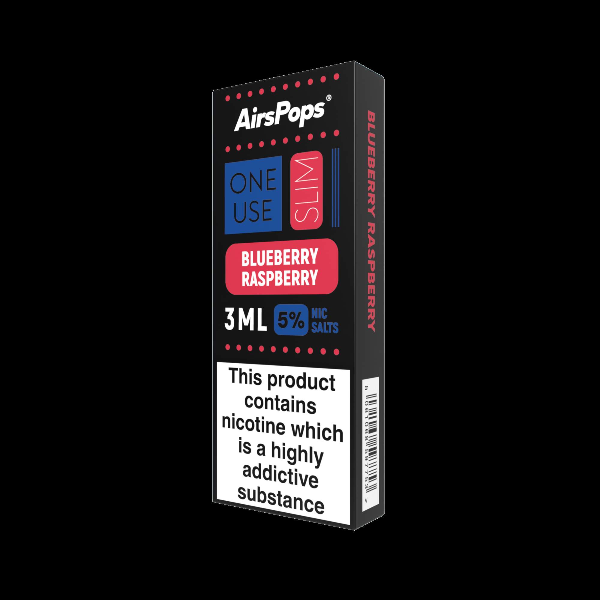 AirsPops One Use Slim 3ml 5% N/SALT BLUEBERRY RASPBERRY