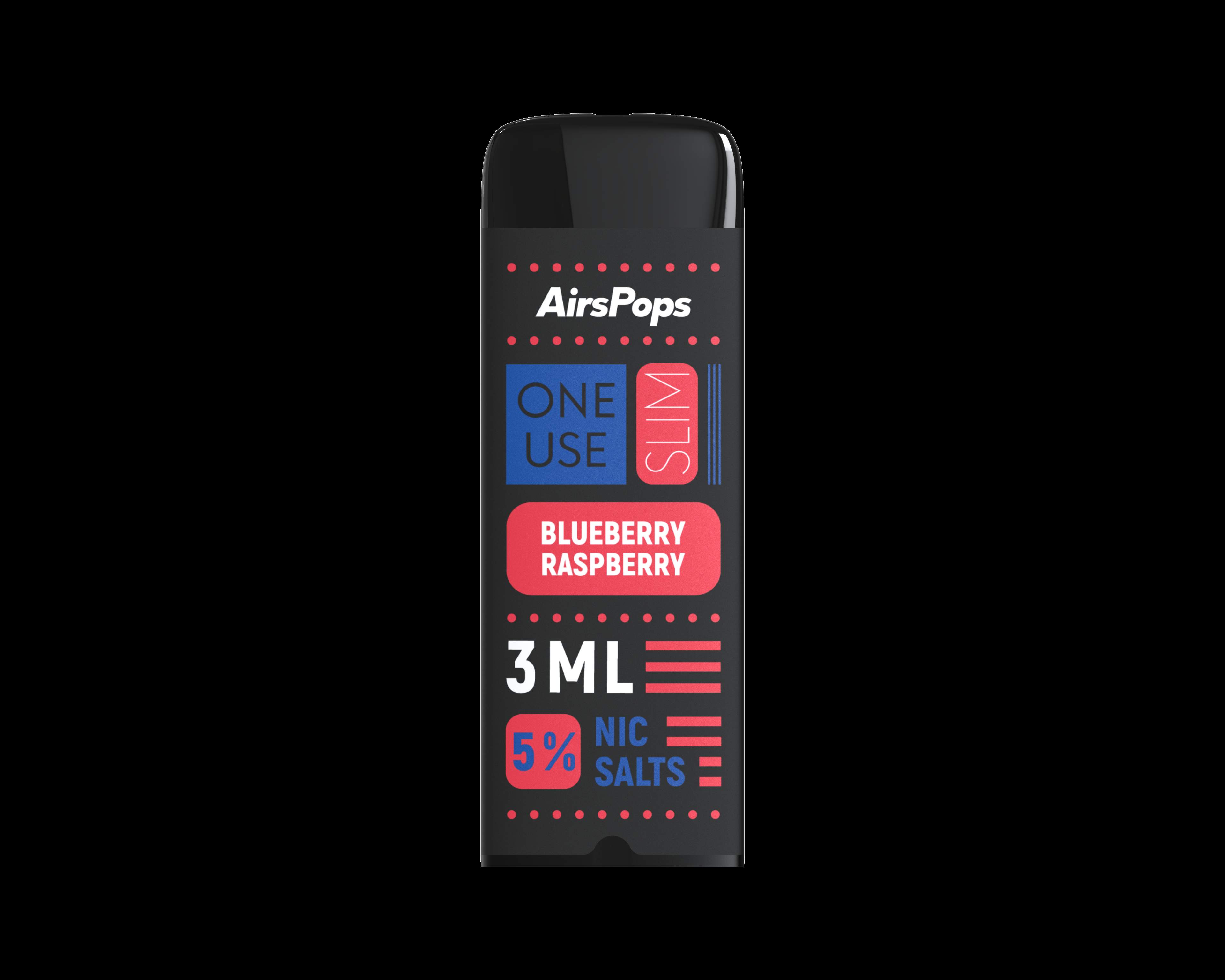 AirsPops One Use Slim 3ml 5% N/SALT BLUEBERRY RASPBERRY - Image 2